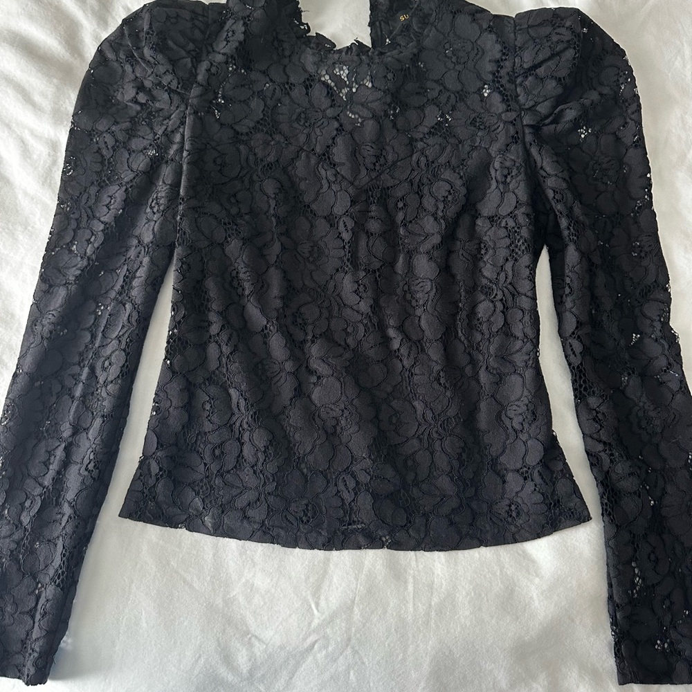 Sugarlips Black Lace Long Sleeve Top
